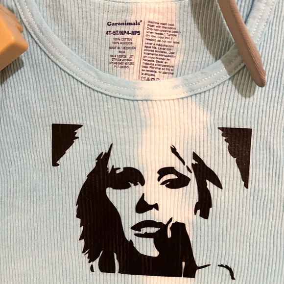 BLONDIE inspired 80s tie-dye distressed ribbed graffiti tank top Toddler 4T-5T - Picture 7 of 17